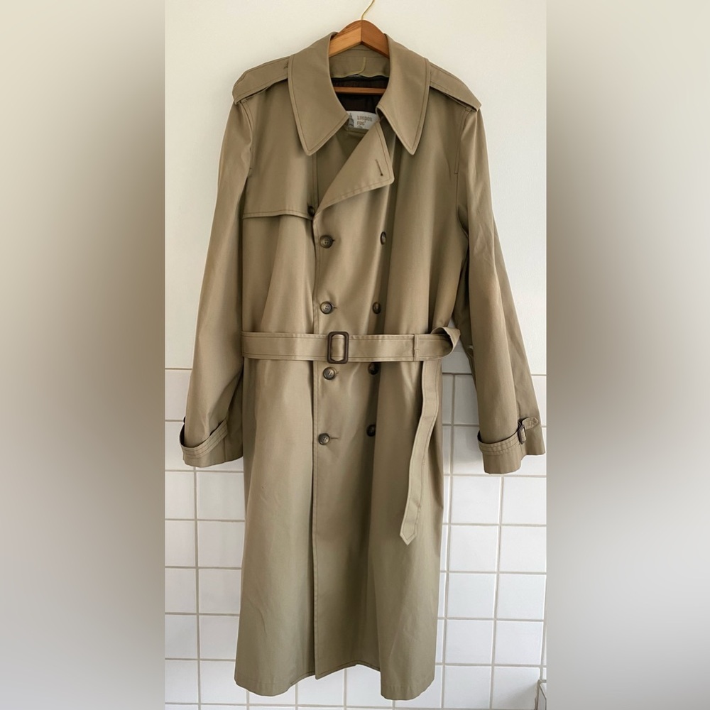 London Fog Maincoats Men's Classic Beige Trench Coat Double Breasted Sz. 48 XL